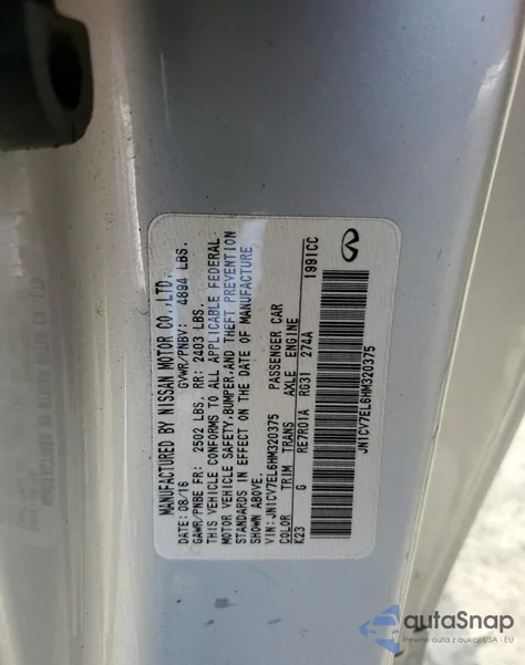 2017 Infiniti Q60 Base из США, поврежденный, VIN JN1CV7EL6HM320375